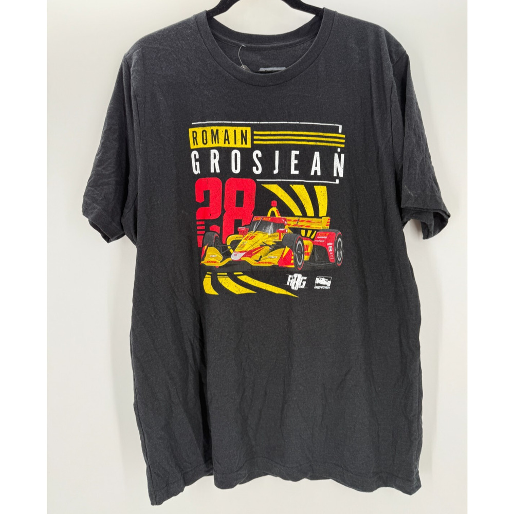 Indycar Romain Grosjean Car T Shirt Graphic Size 2XL Tee Short Sleeve New Black
